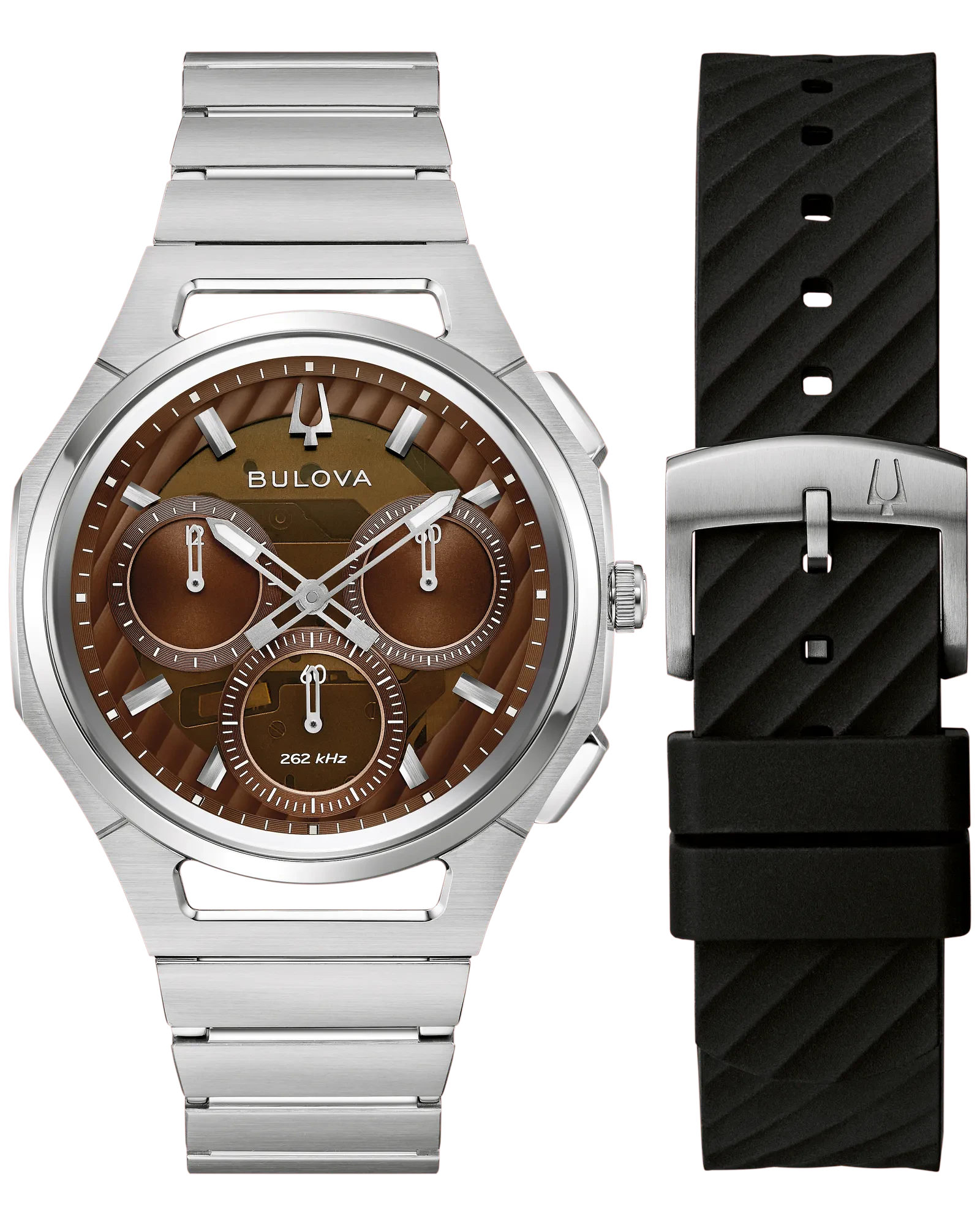 Bulova Brown Dial Stainless Steel Bracelet CURV 96K117