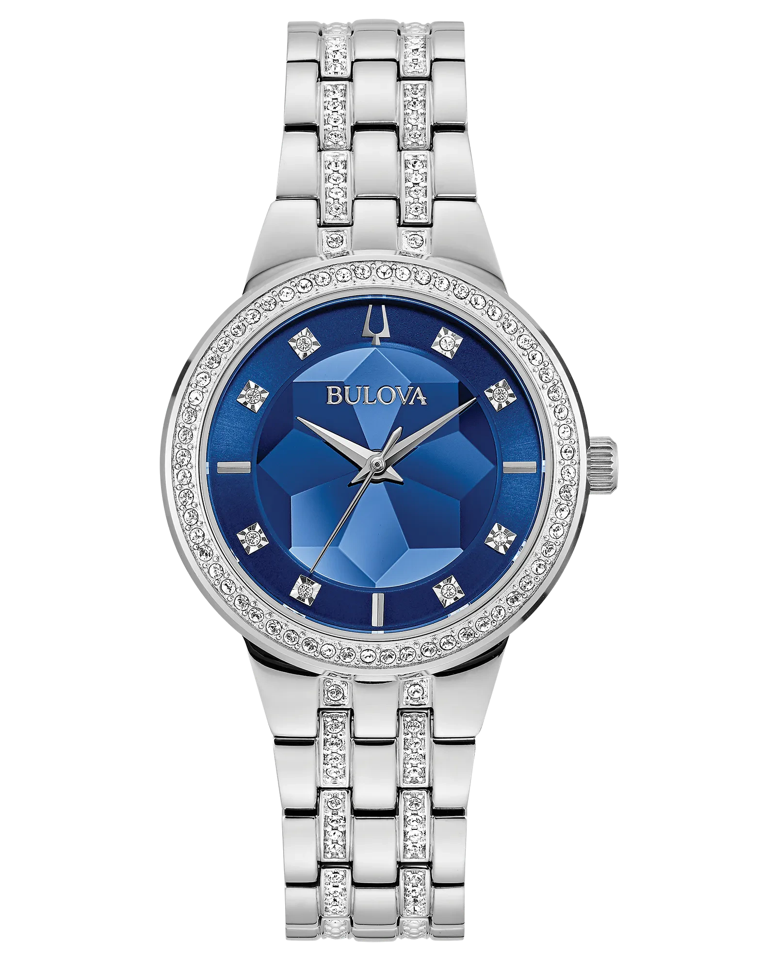 Bulova Phantom Women's Silver Blue Dial Crystal Watch