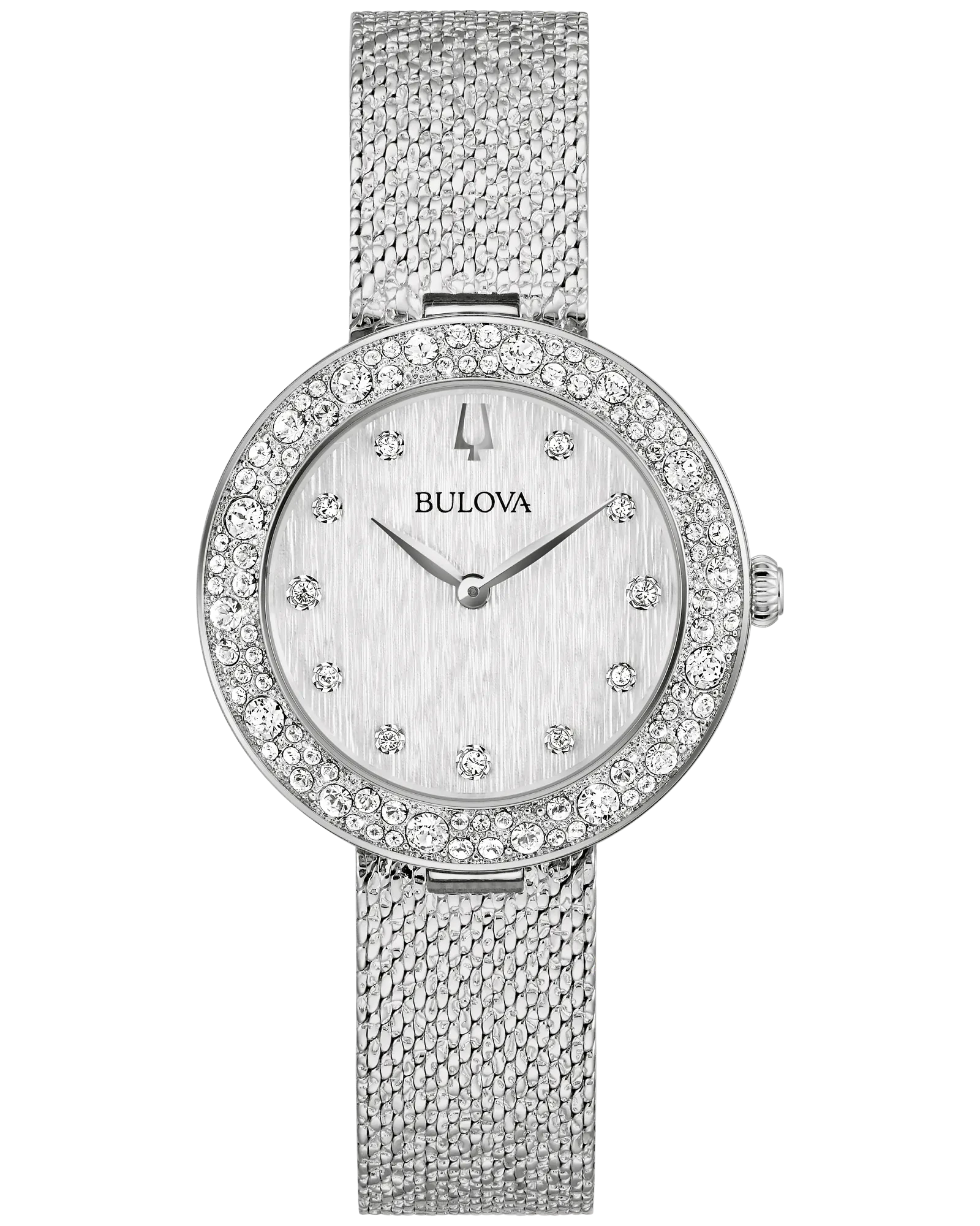 Bulova Silver-Tone Dial Stainless Steel Bracelet Crystal 96L329