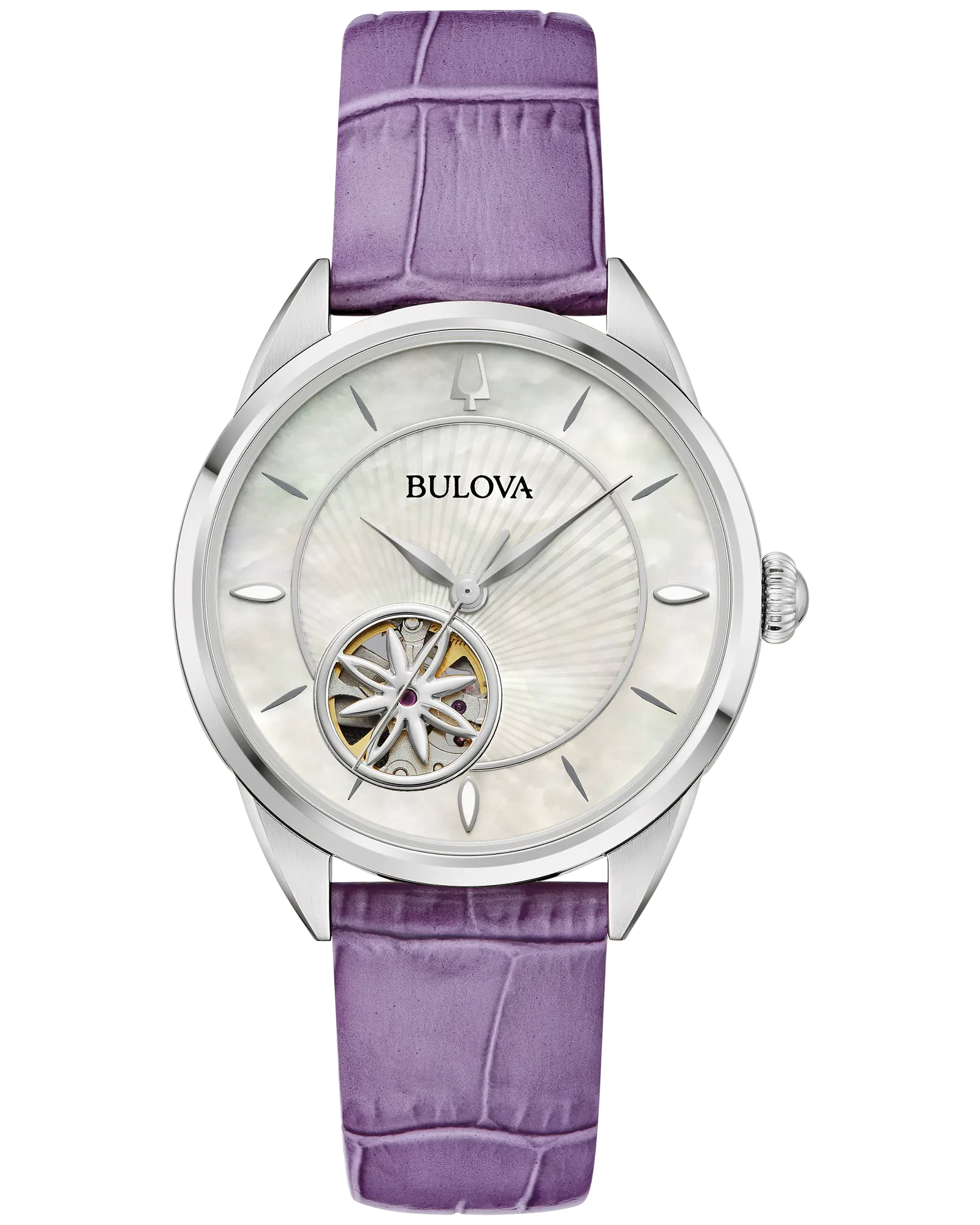 Bulova White Dial Leather Strap Sutton 96L339