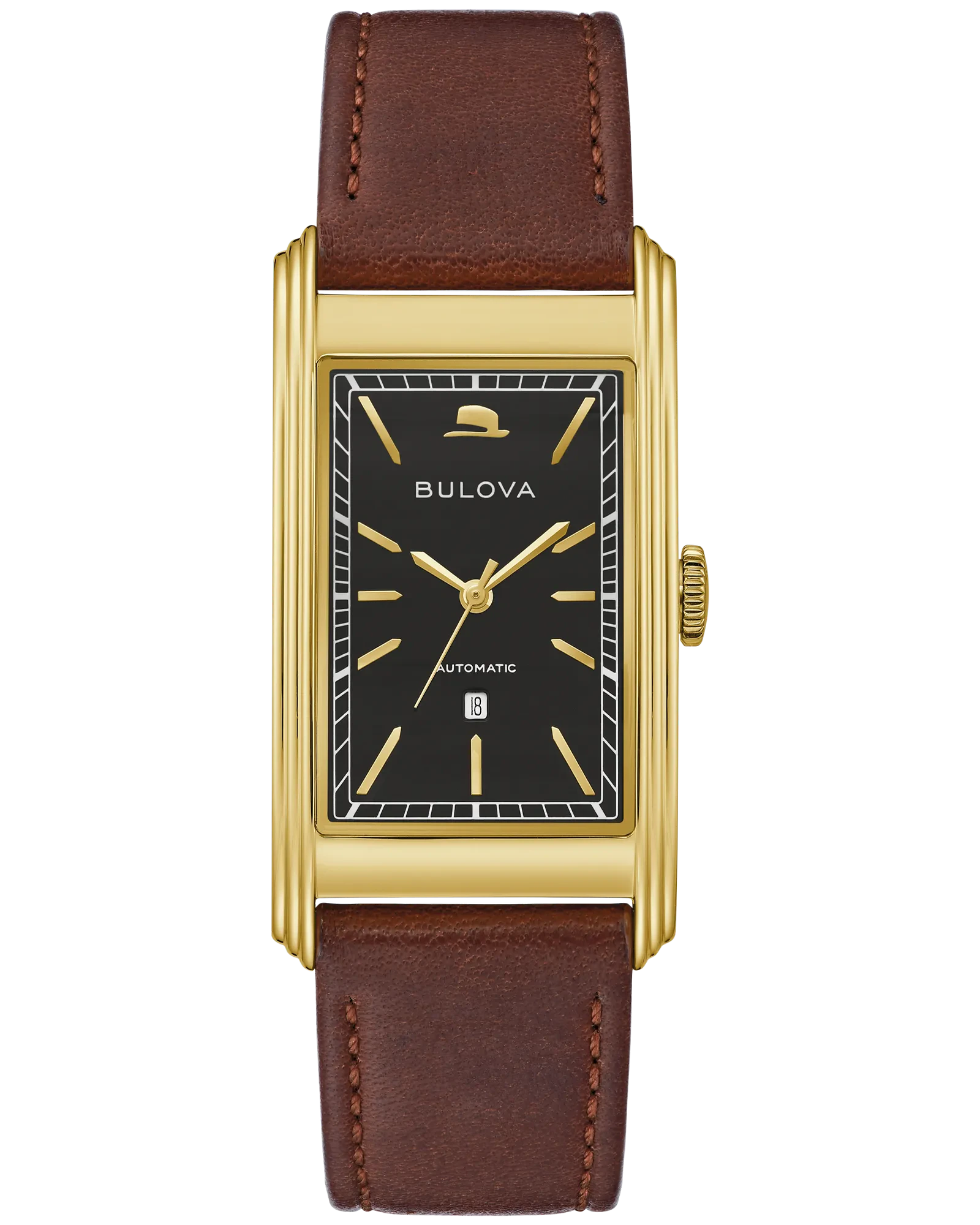 Bulova Black Dial Leather Strap Chairman of the Board 97B224