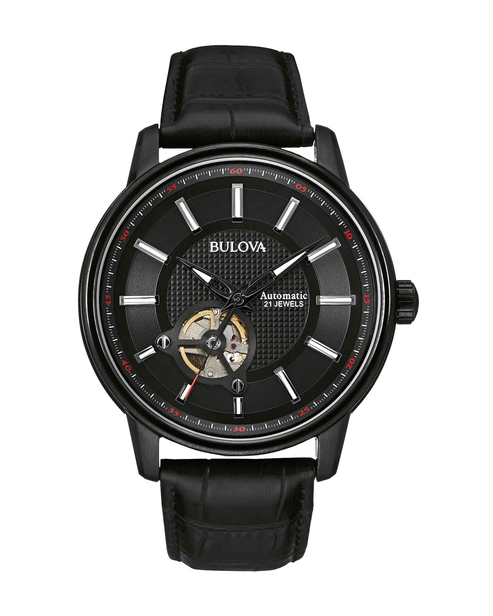 Bulova Black Dial Leather Strap Classic 98A139