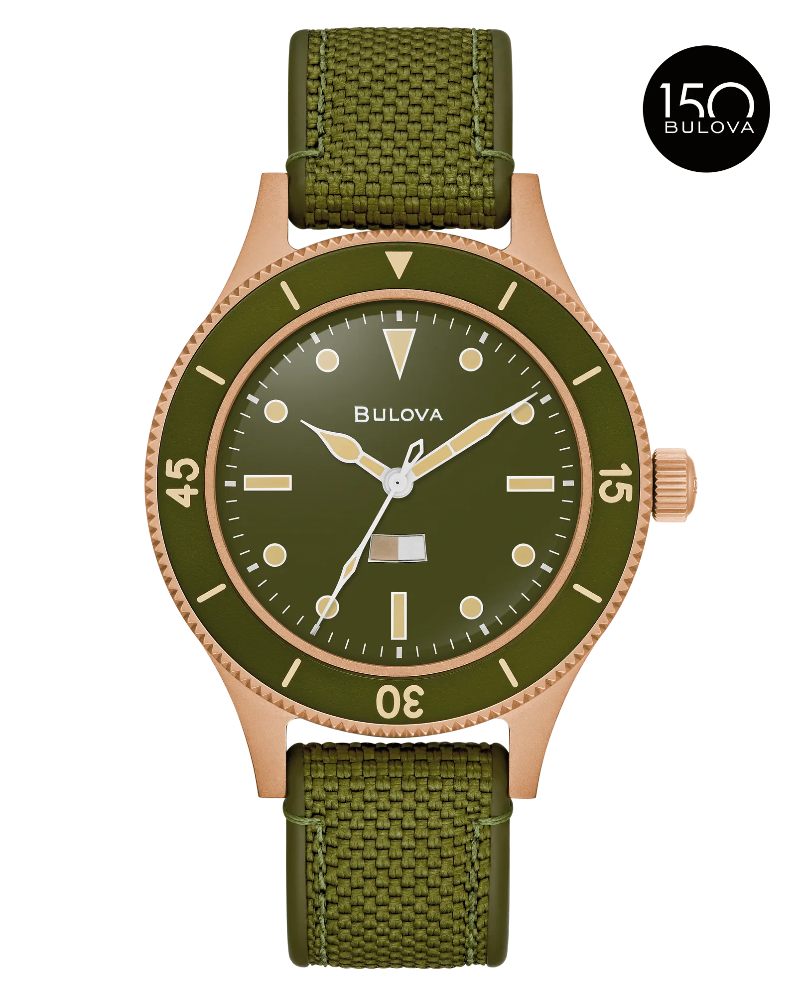 Bulova Green Dial CORDURA + HNBR Strap MIL SHIPS 98A324