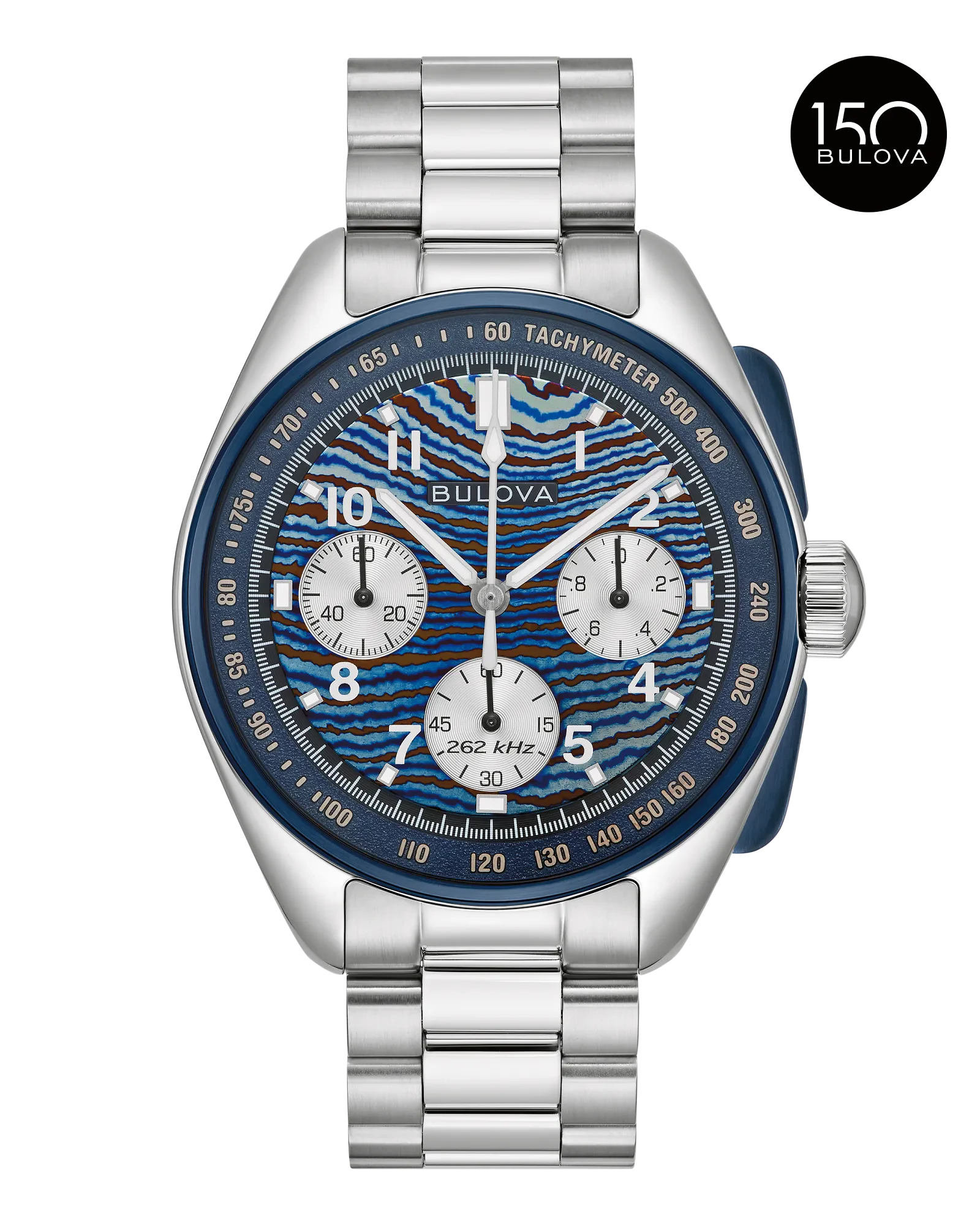 Bulova Blue Dial Stainless Steel Bracelet Lunar Pilot Timascus 98A329