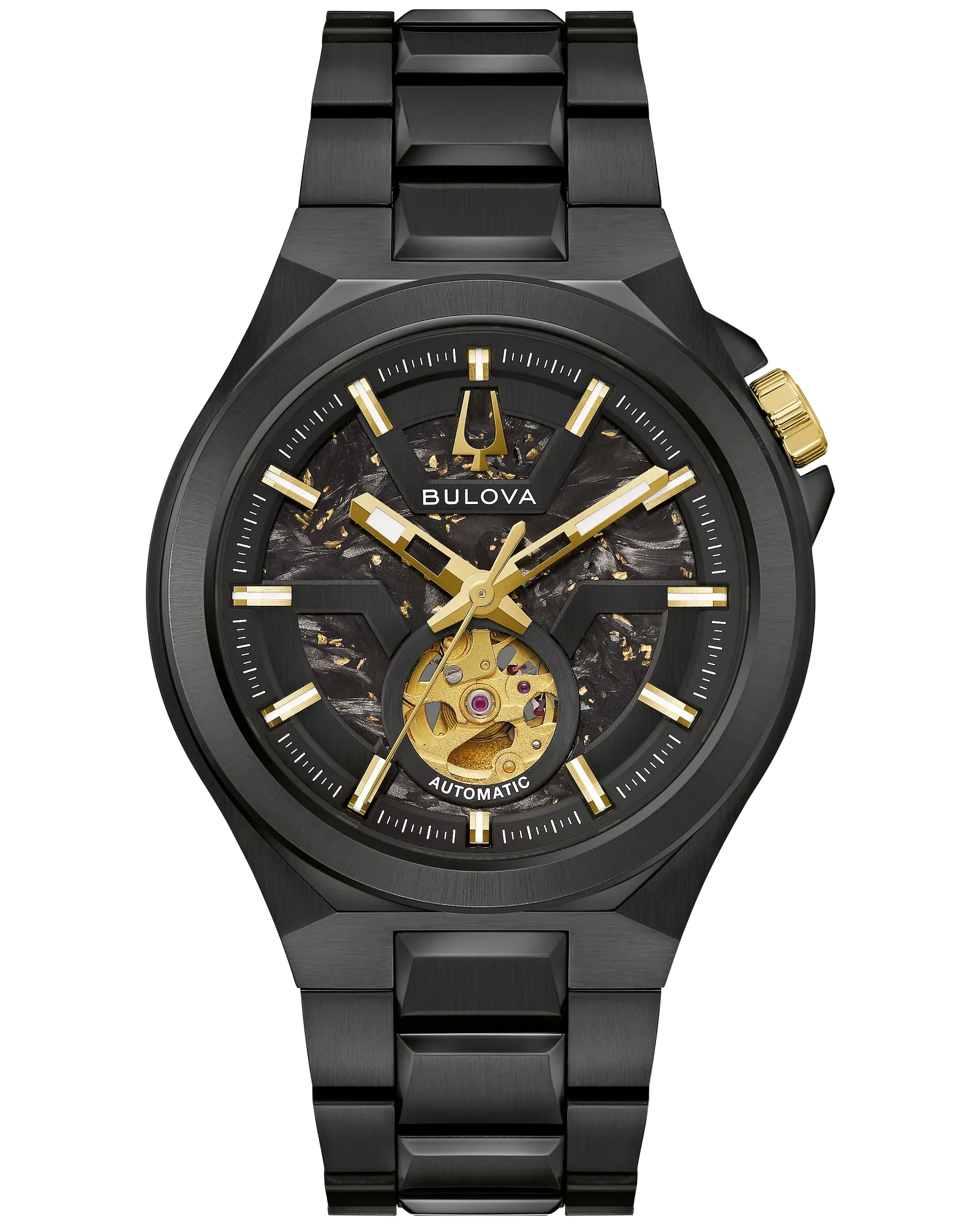Bulova Black Dial Stainless Steel Bracelet Maquina 98A340