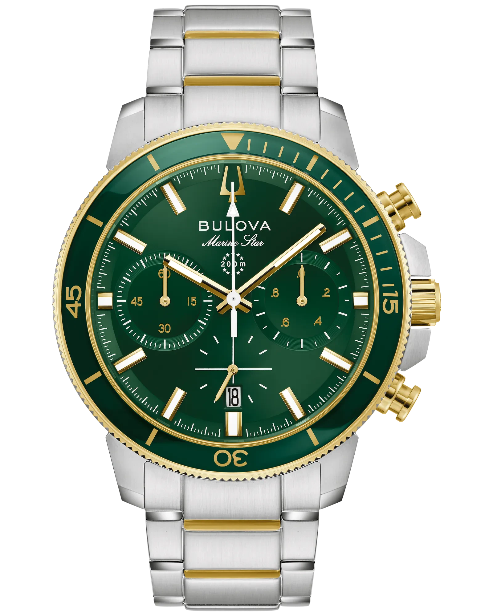 Bulova Green Dial Stainless Steel Bracelet Marine Star 98B469