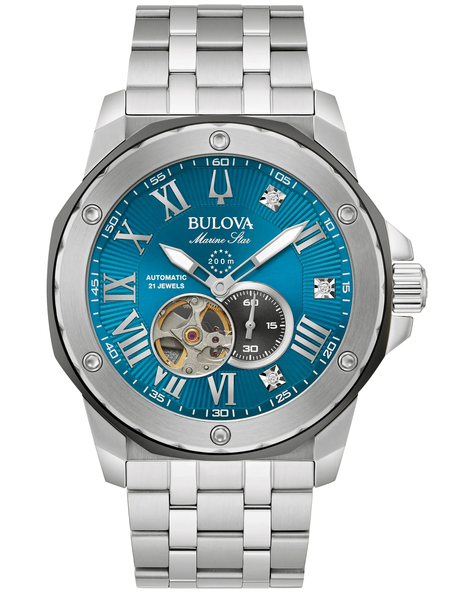 Bulova Blue Dial Stainless Steel Bracelet Marine Star 98D184