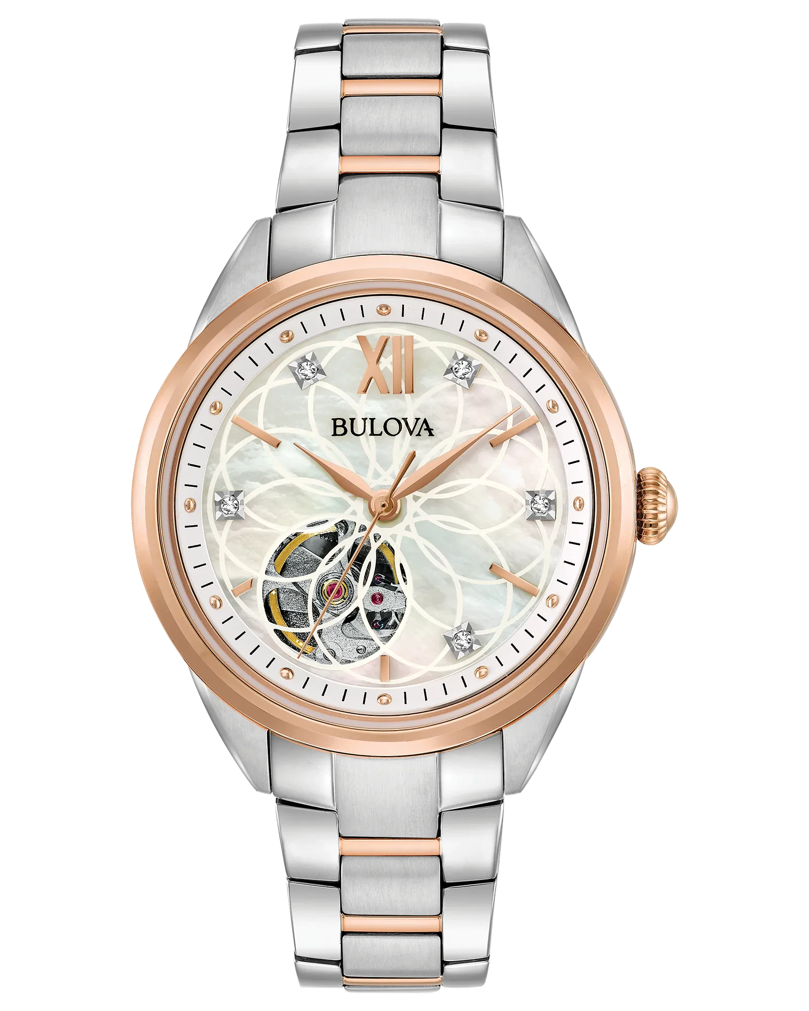 Bulova Sutton Women's Diamond White Rose Gold Dial Watch
