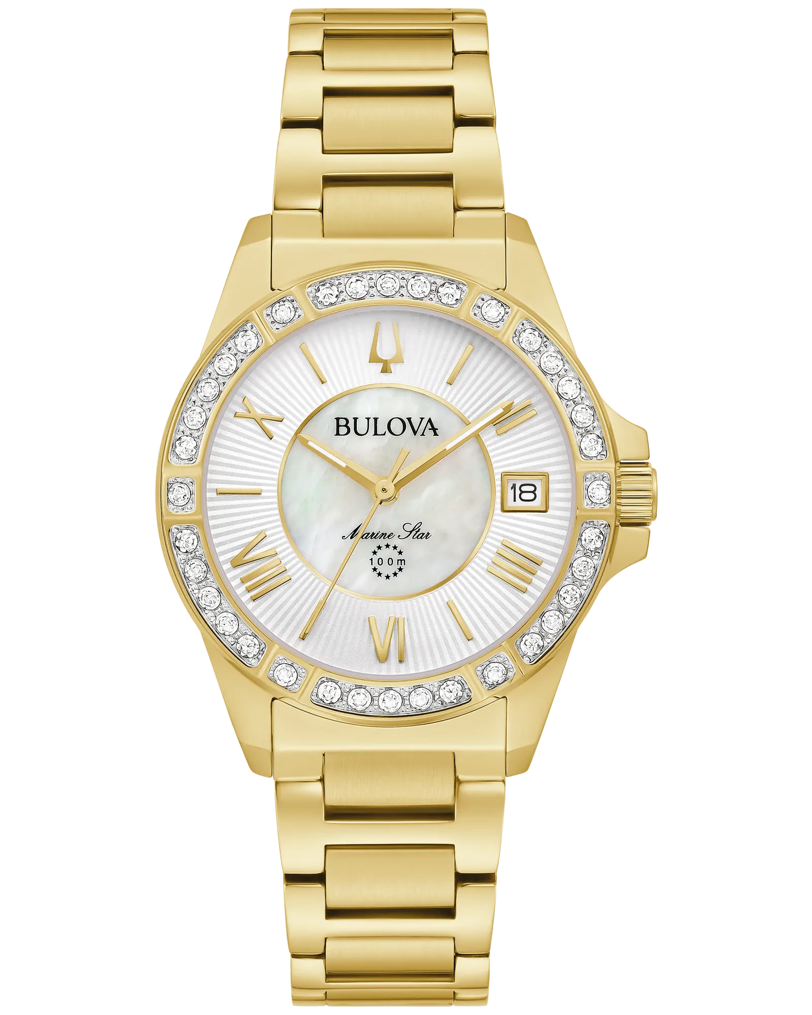 Bulova White Dial Stainless Steel Bracelet Marine Star 98R294