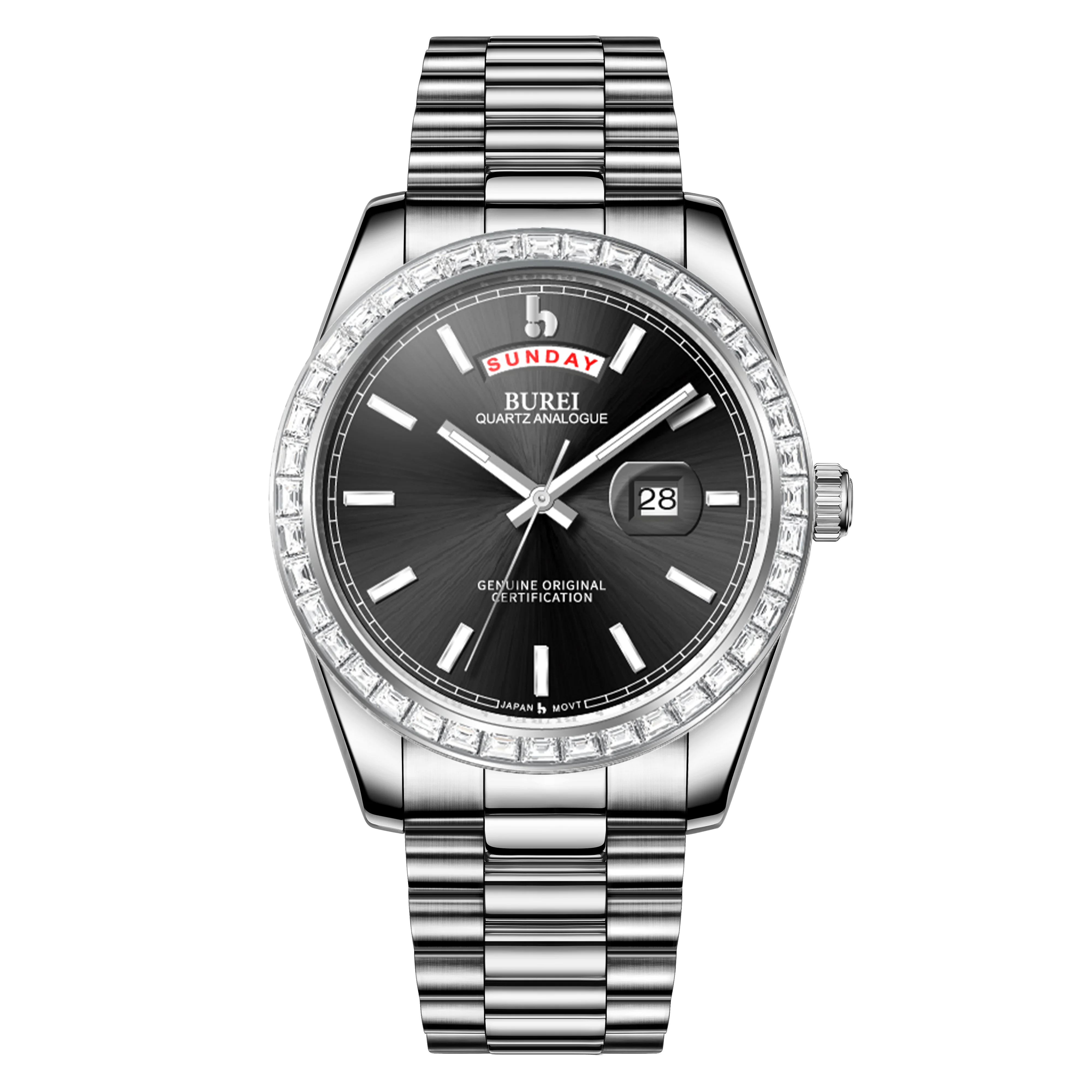 BUREI 41mm Day-Date Diamond Bezel