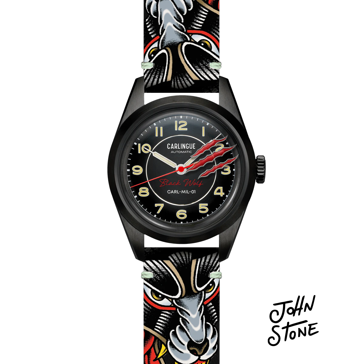 Carlingue Timepieces Montre Carlingue Military 01 CT-003-B Black Wolf