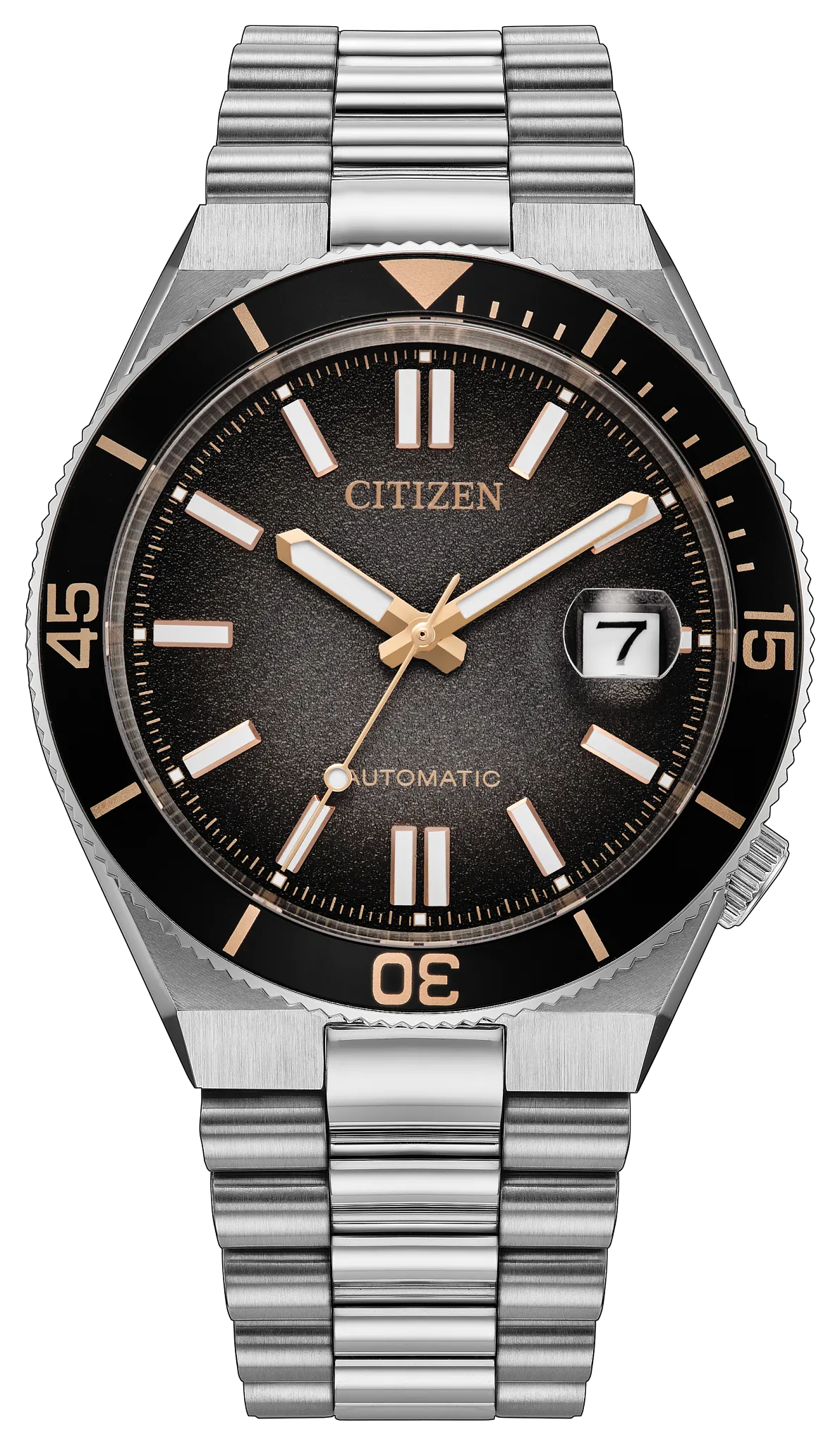 Citizen TSUYOSA Shore "Time Slip" Black Dial Stainless Steel Bracelet NJ0238-57E