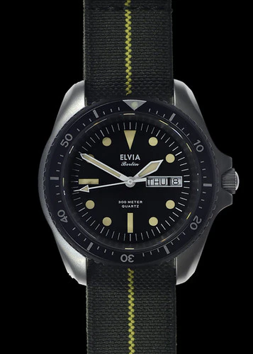 Cooper Watches ELVIA Day/Date Military Divers Watch with Sapphire Crystal and Quartz Movement
