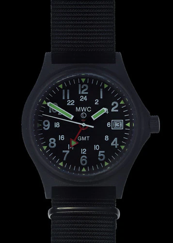 Cooper Watches MWC GMT (Dual Time Zone) 100m Water resistant Military Watch in Black PVD Steel
