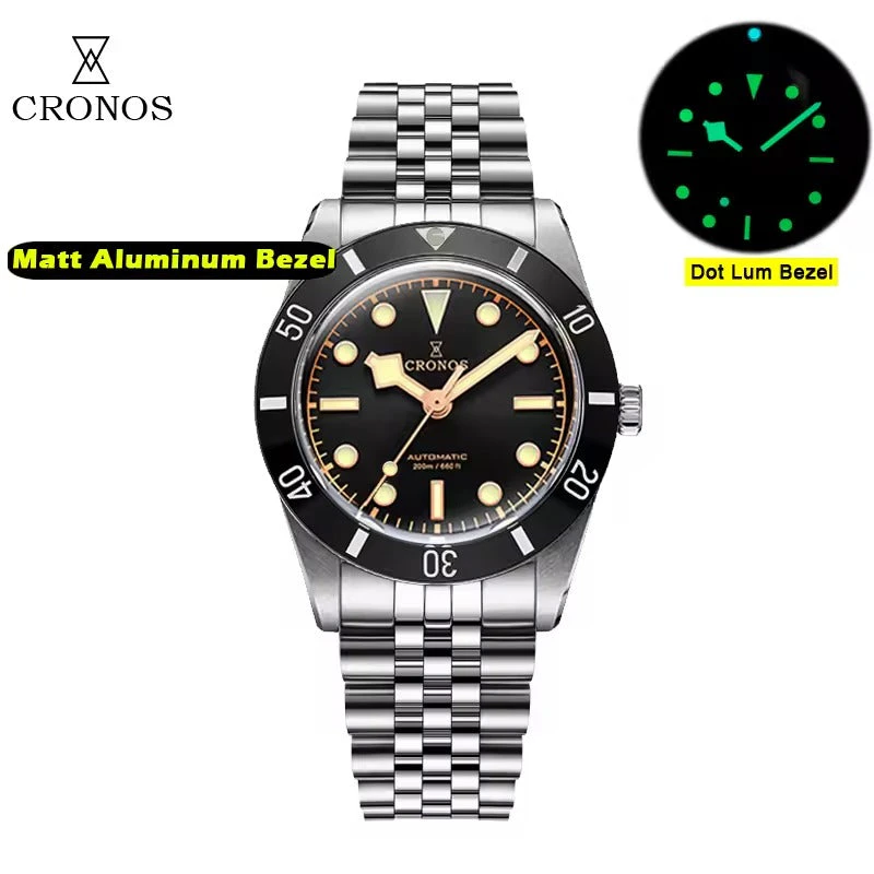 Cronos 37mm BB54 Vintage Diver Automatic Watches L6033-lid sapphire glass