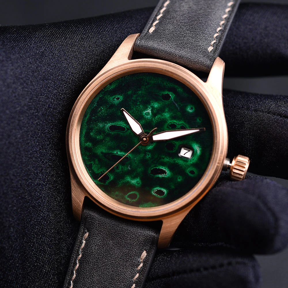 Cronos HUASUO 38mm Luxury Bronze Lacquerware Dail Pilot Watch