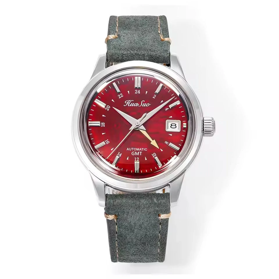Cronos HUASUO 39mm Luxury Handmade Lacquer Dial GMT Men's Watch