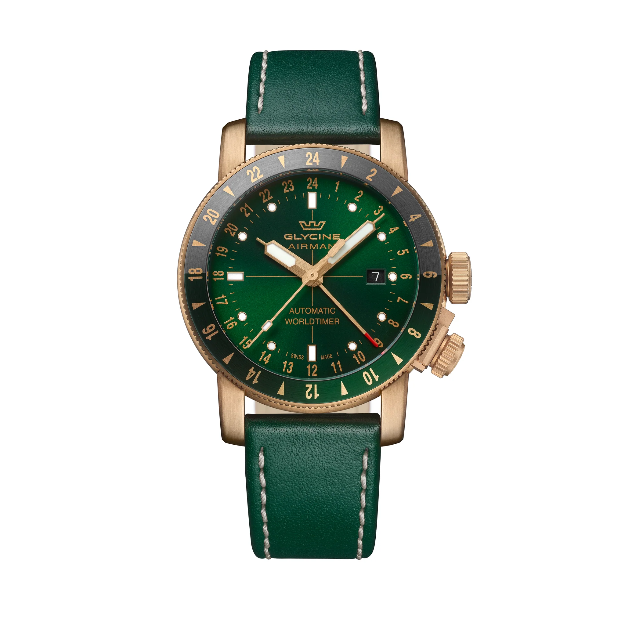 Glycine Men's Airman Contemporary Bronze GMT 44mm Automatic Watch GL0550