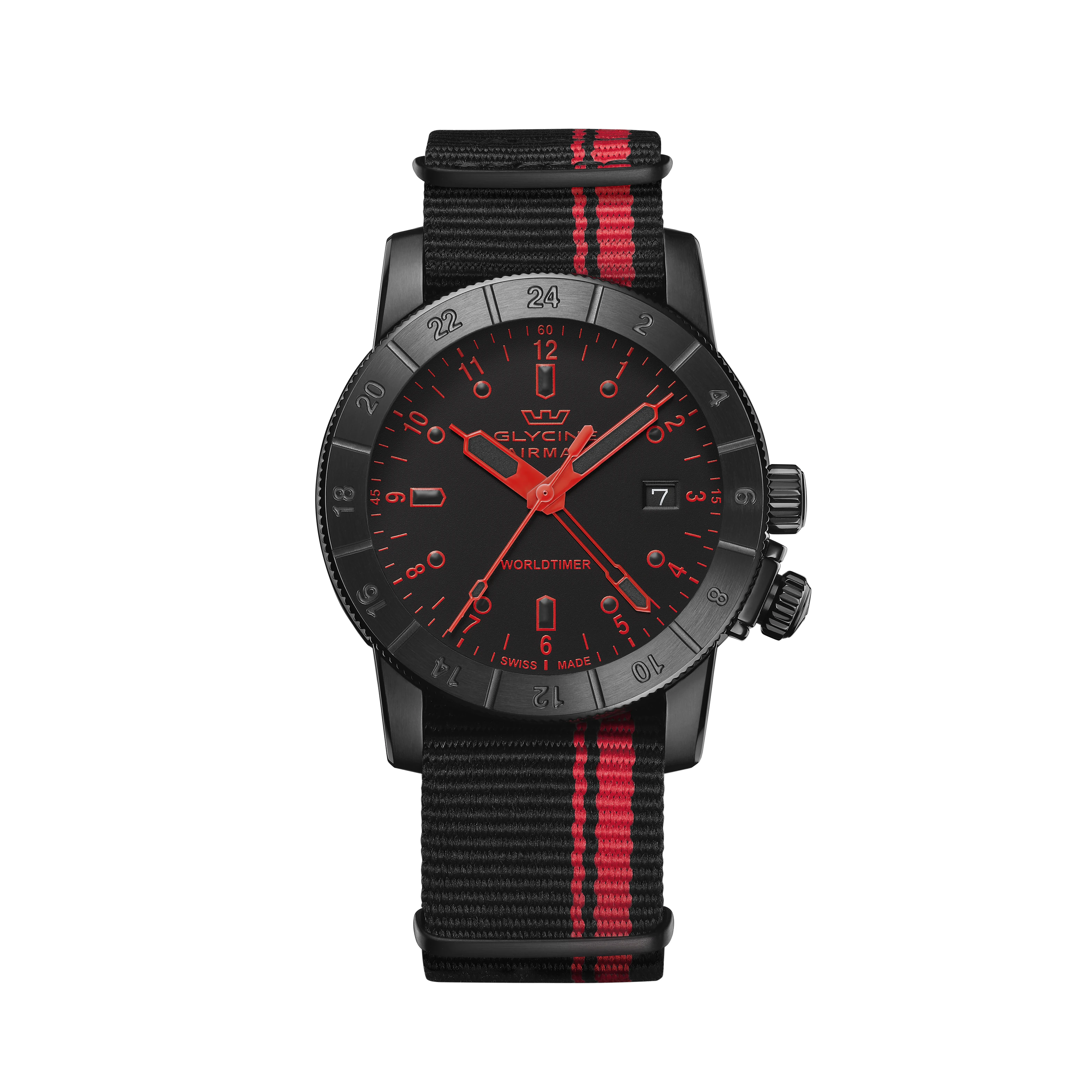 Glycine Men's Airman Worldtimer GMT 42mm Quartz Watch GL1028