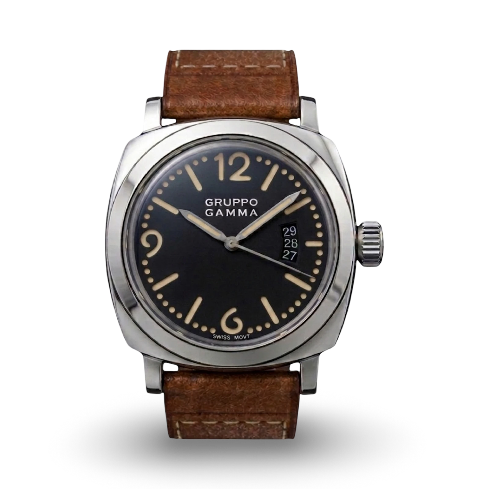 Gruppo Gamma GENESIS Stainless Steel w/ Date - Black Dial, Swiss Movt