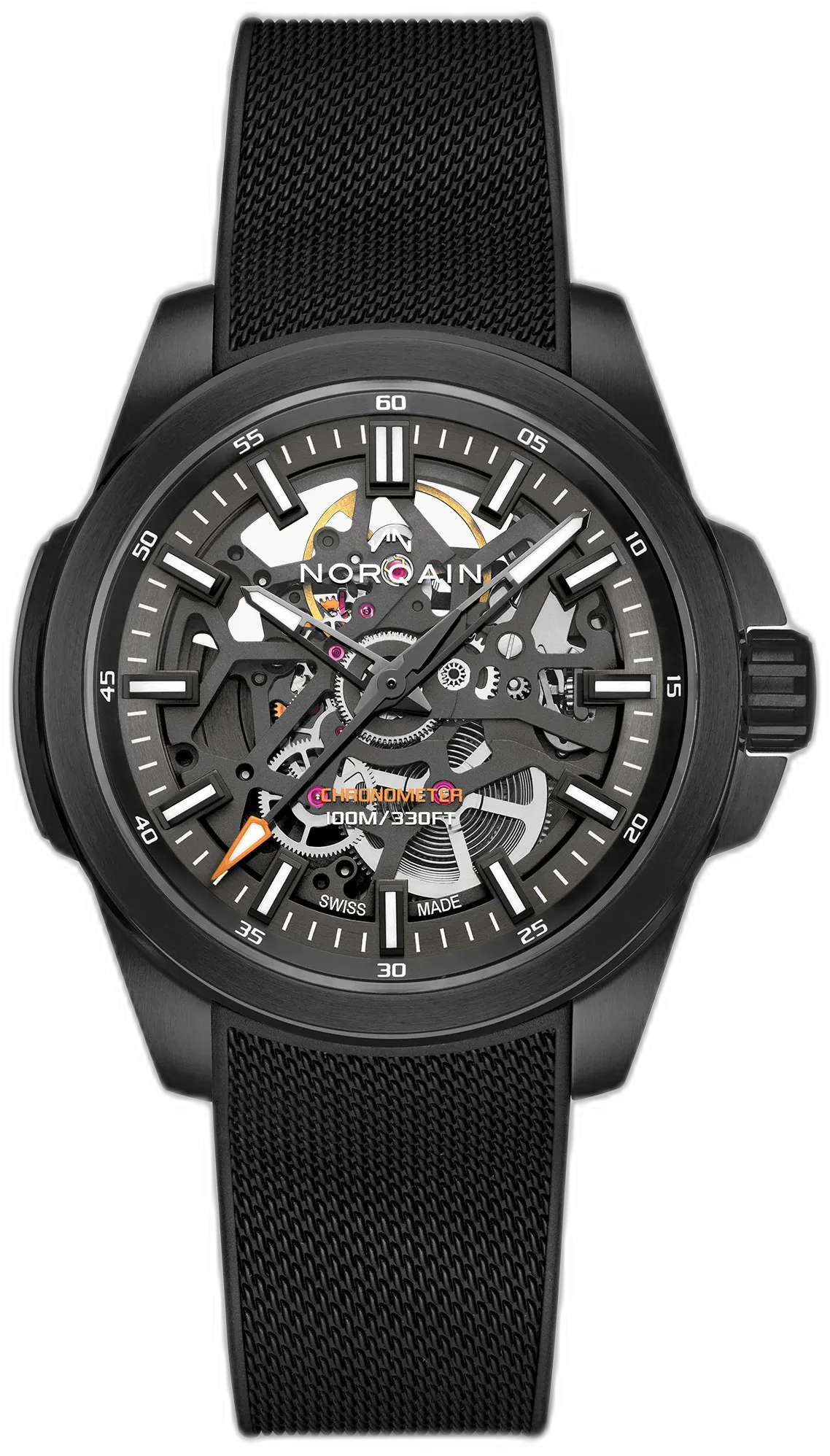 Norqain Independence Skeleton 40mm DLC Anthracite Orange
