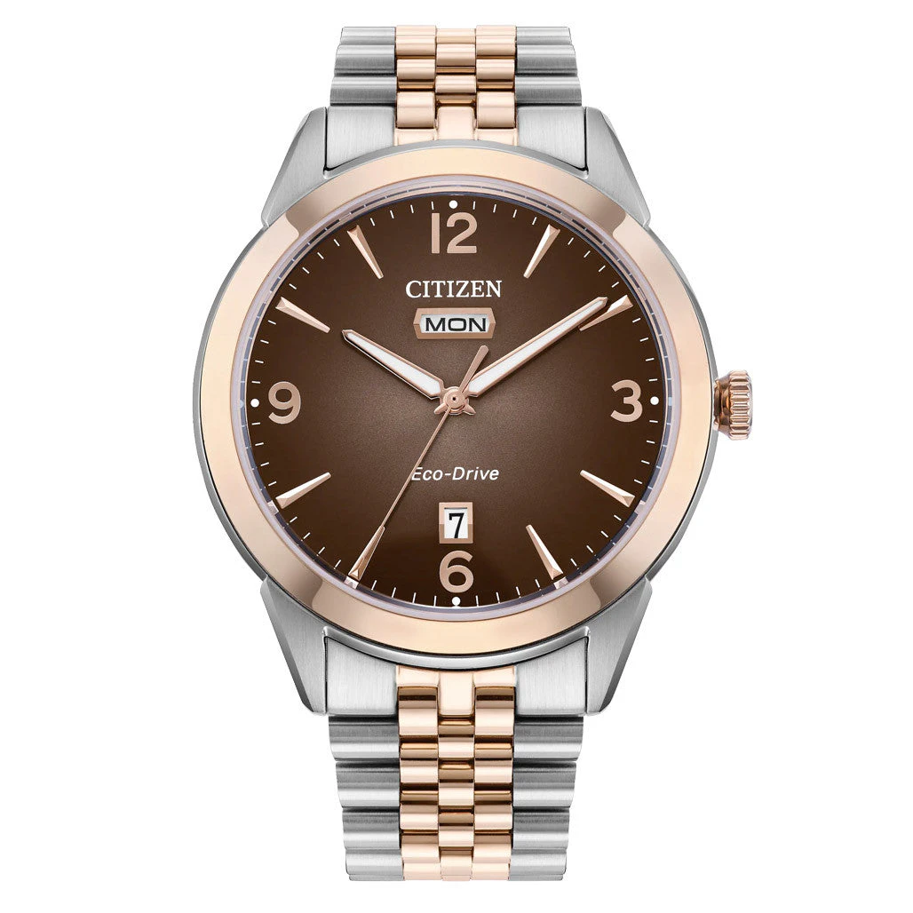 Islander Citizen Rolan Eco-Drive Day-Date Two-Tone with Brown Dial #AW0156-57X