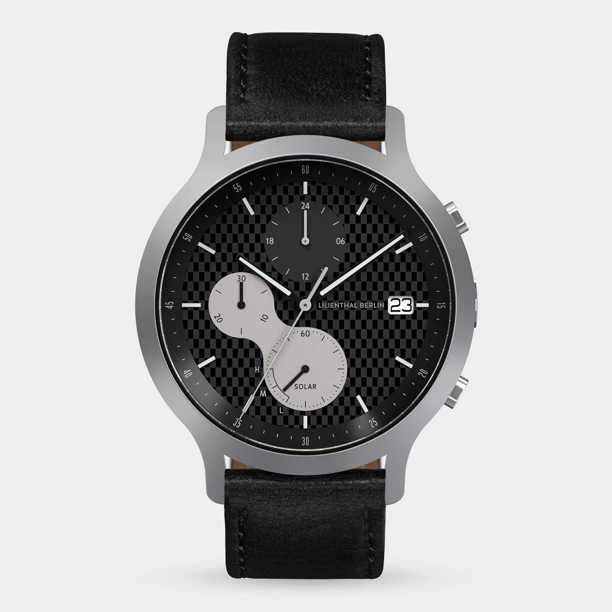 Lilienthal Berlin Chronograph Limited Edition Solar Iii Leather Black Ndash Lilienthal Berlin North America