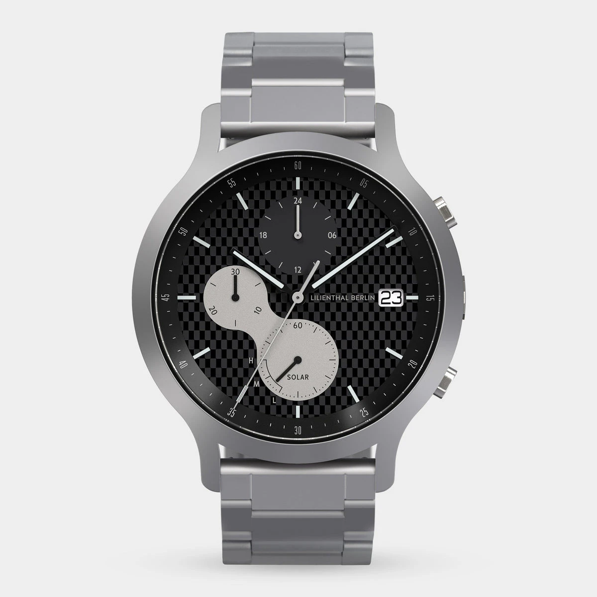 Lilienthal Berlin Chronograph Limited Edition Solar Iii Stainless Steel Silver Matte Ndash Lilienthal Berlin North America