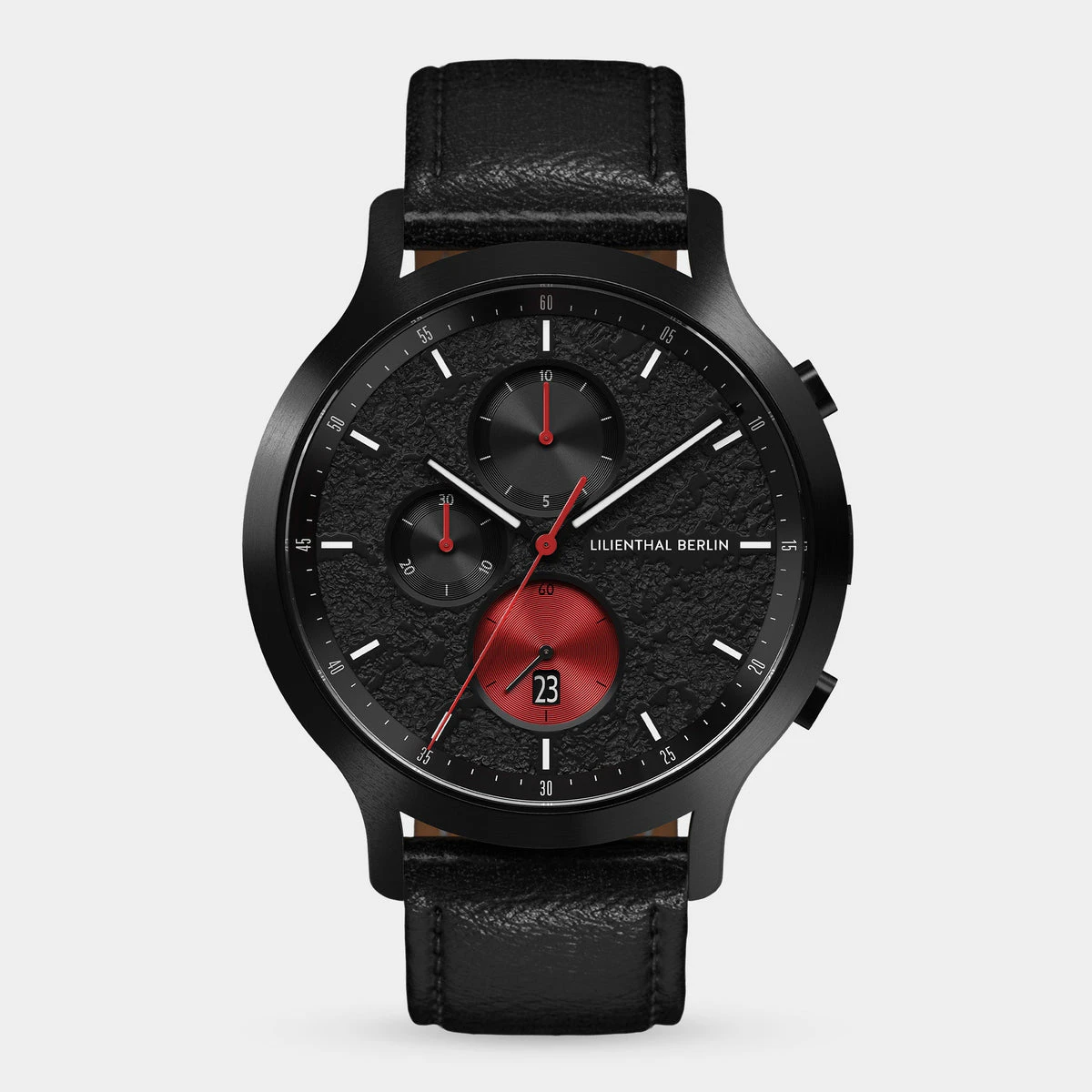 Lilienthal Berlin Chronograph Limited Edition Volcano I Leather Black Ndash Lilienthal Berlin North America