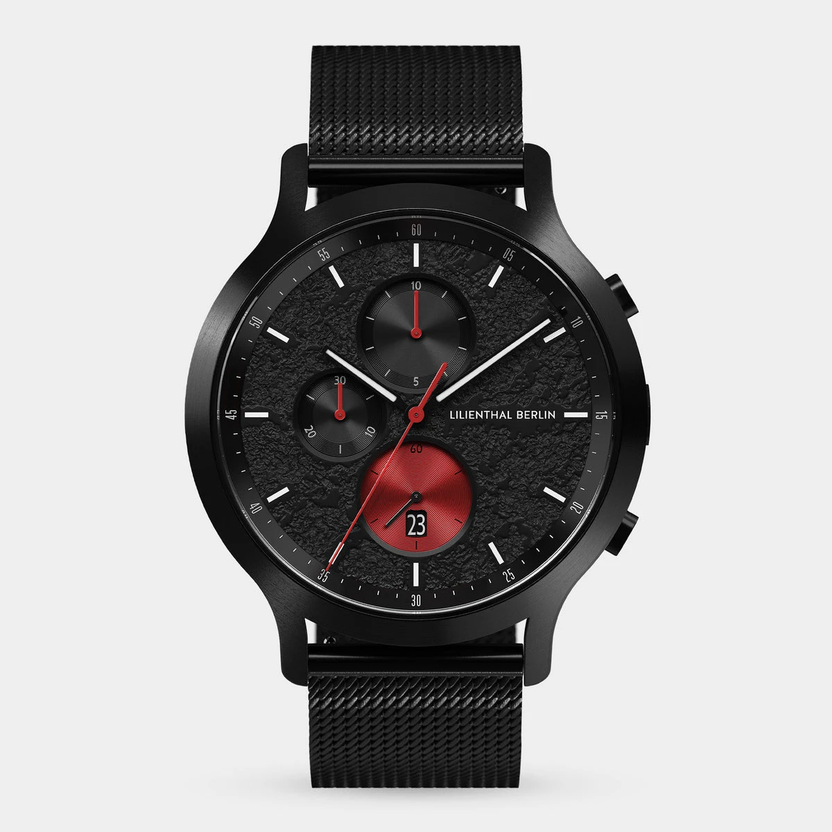 Lilienthal Berlin Chronograph Limited Edition Volcano I Mesh Black Brushed Ndash Lilienthal Berlin North America