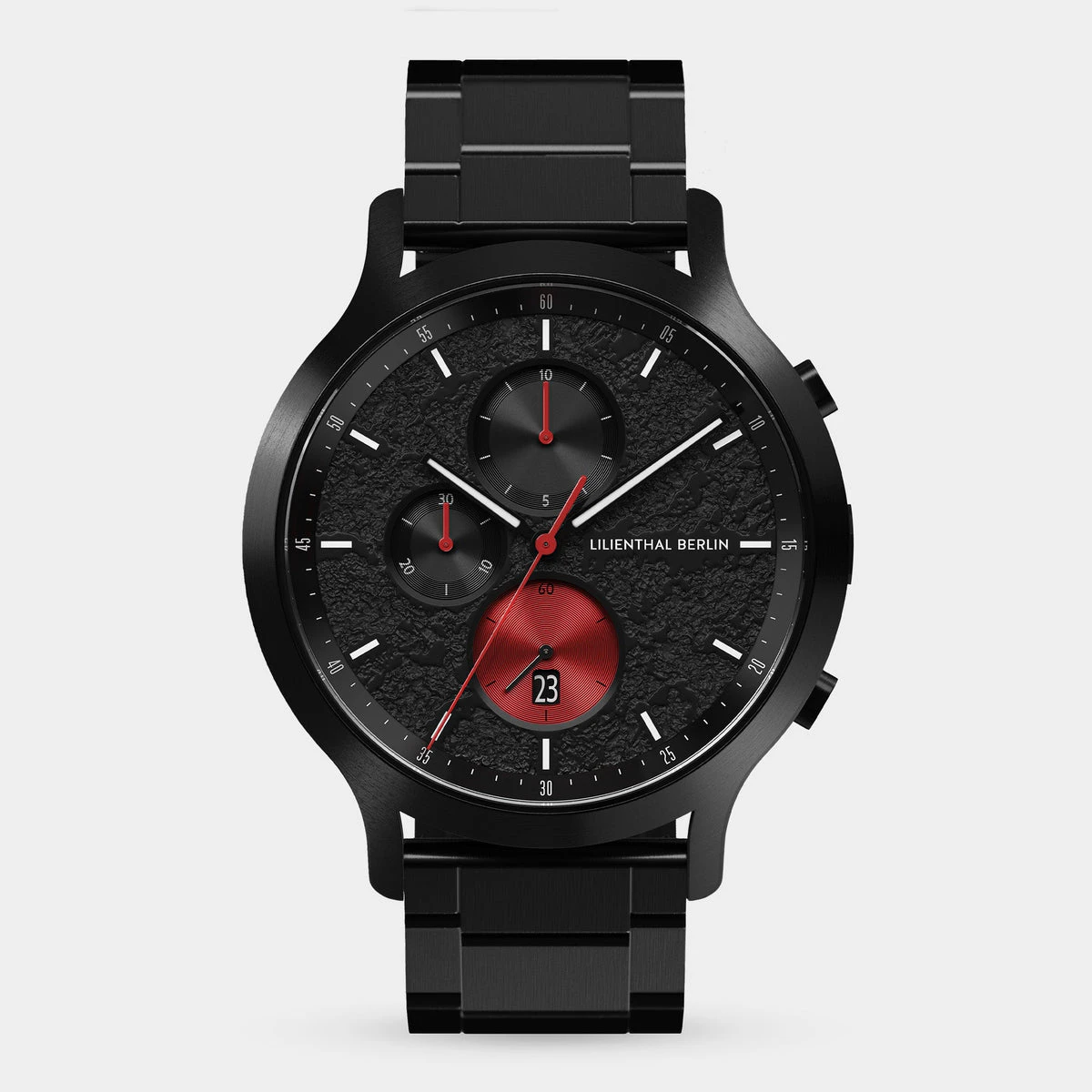 Lilienthal Berlin Chronograph Limited Edition Volcano I Stainless Steel Black Brushed Ndash Lilienthal Berlin North America