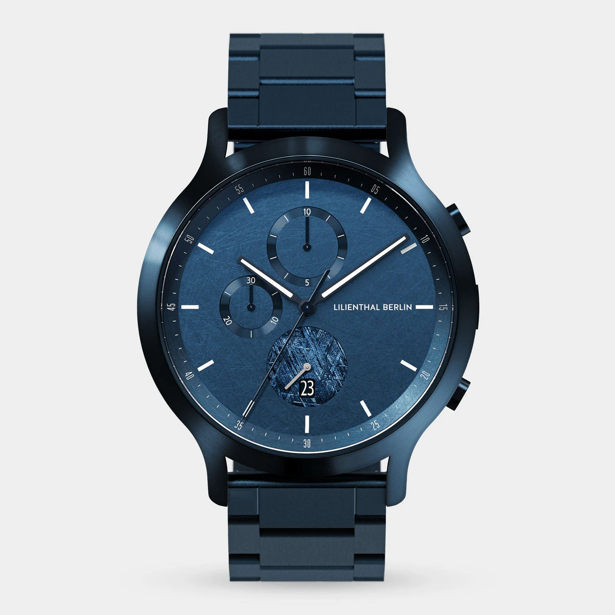 Lilienthal Berlin Chronograph Meteorite Ii Stainless Steel Blue Brushed Ndash Lilienthal Berlin North America