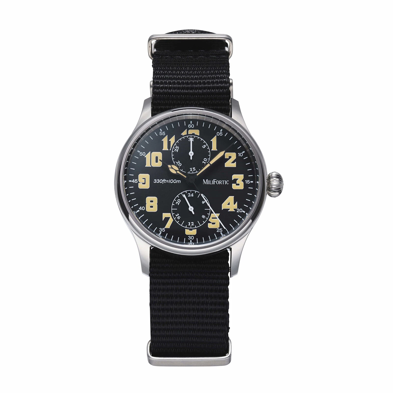 Milifortic 38mm 2-Subdial Vintage Pilot Quartz Watch P137