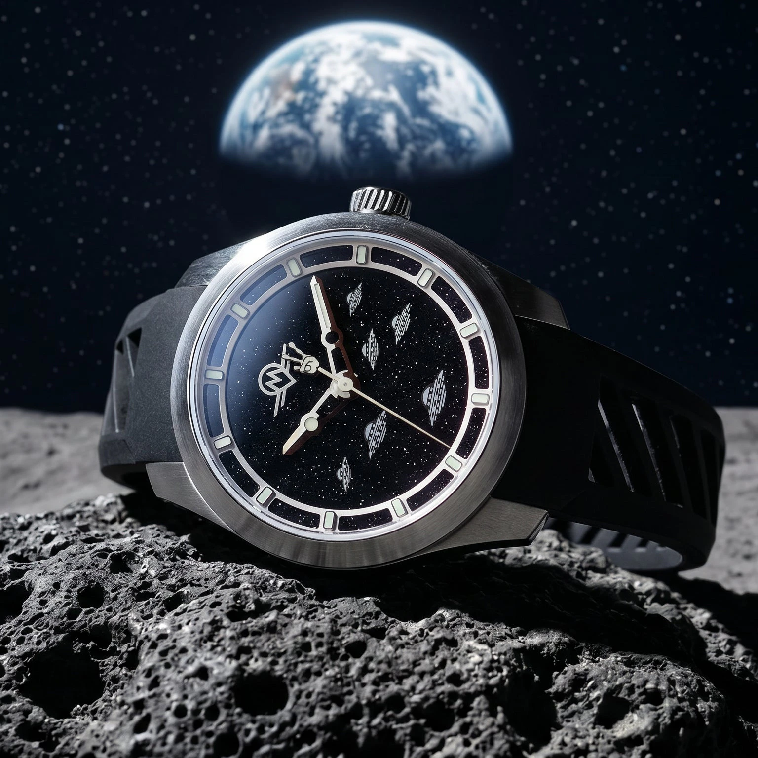 Monro Adventure Watches EARLY VIP ACCESS - MONRO LUNA ADVENTURE MLA-WCP WE COME IN PEACE, 9039 Automatic Watch, 39mm EPDM Rubber