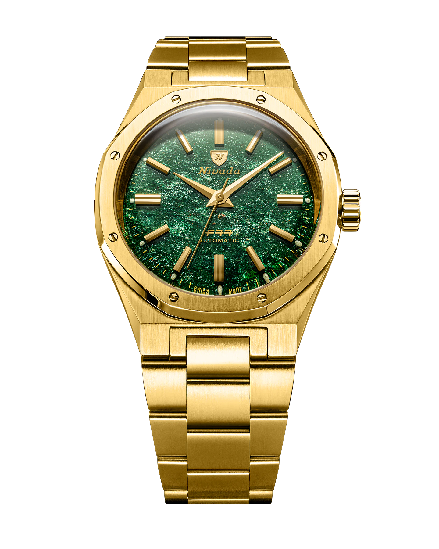 Nivada Grenchen F77 GOLD GREEN AVENTURINE MK2 - 38MM