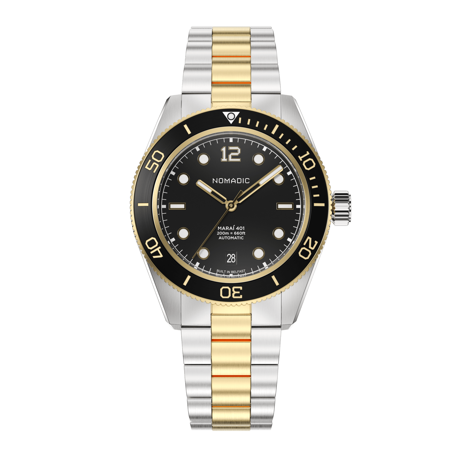 Nomadic Classic Black and Gold - Maraí 401 Prestige - 40mm 18K Gold Dive Watch