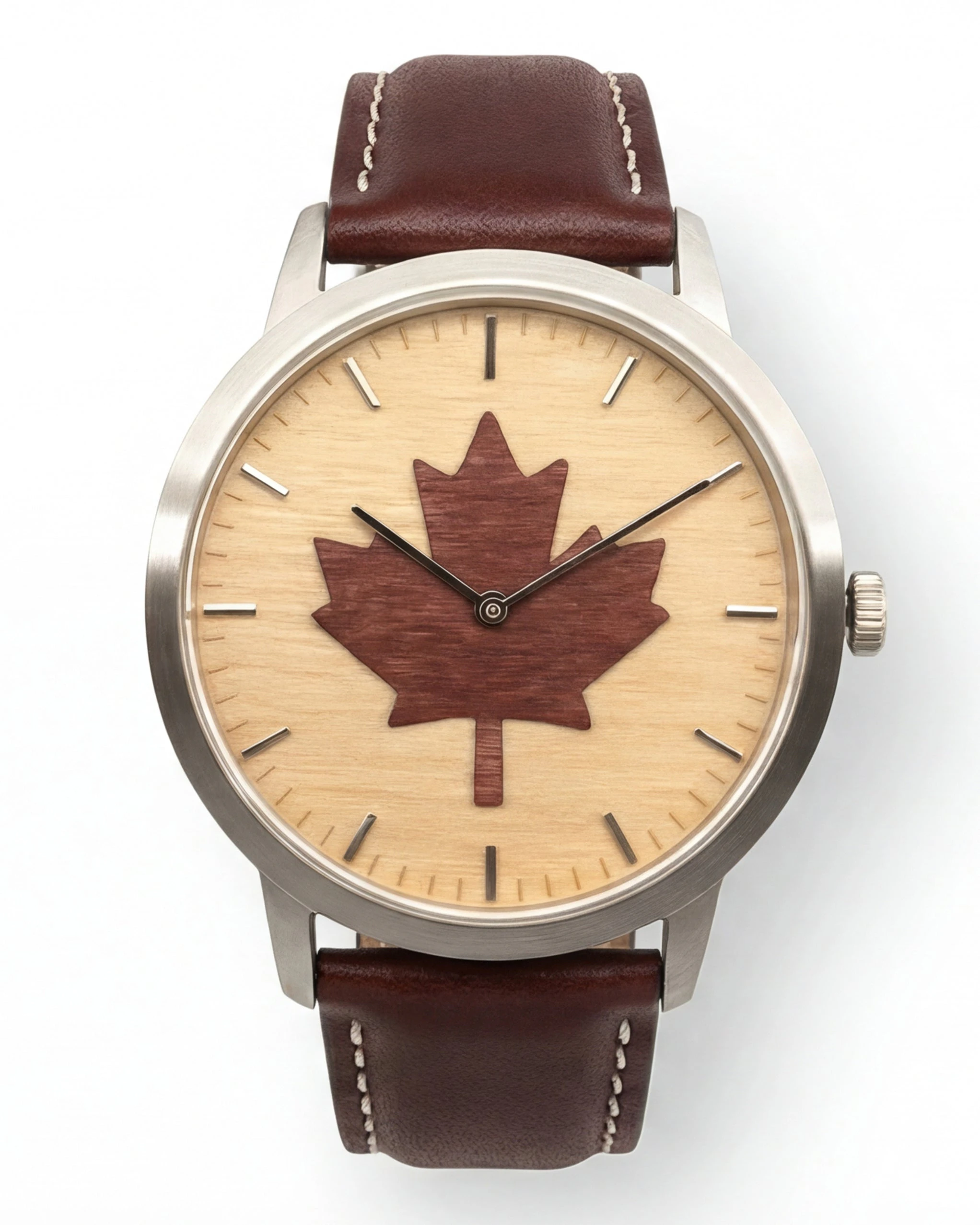 North And Under Canadian Maple Leaf Watch with Wooden Dial
