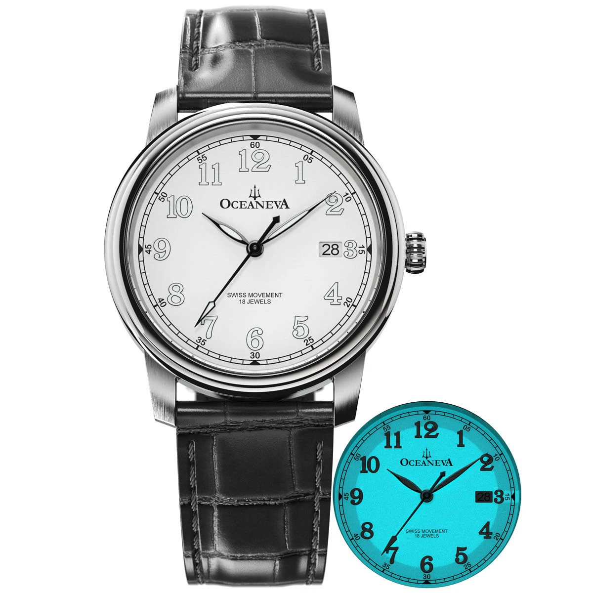 Oceaneva Tempus Pure Classic Dress Watch SW210 Manual Wind Grade 5 Titanium Full Lume