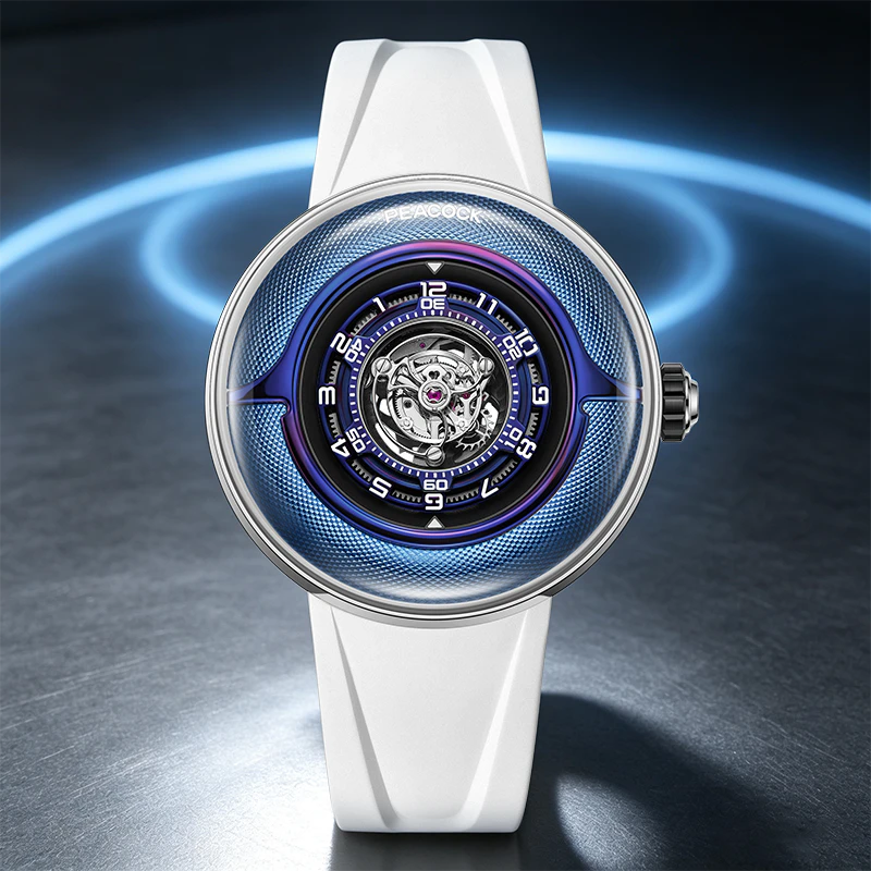 Peacock Watches Black Hole · III Curved Guilloché Central Tourbillon Watch