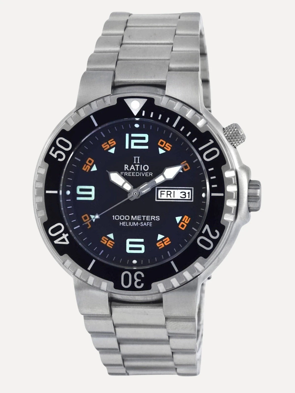 Ratio FreeDiver Black Dial Quartz 1050HA93-19V-BLK 1000M