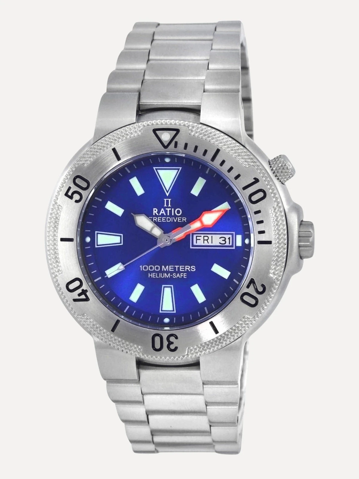 Ratio FreeDiver Blue Dial Quartz 1050MD93-12V-BLU 1000M Mens Watch