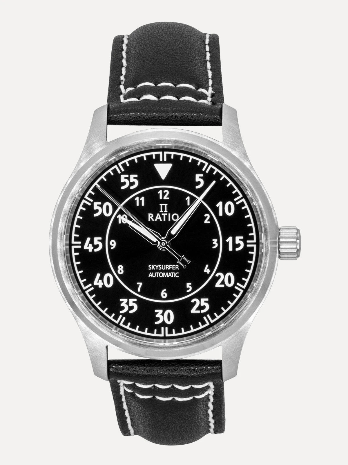 Ratio Skysurfer Pilot Black Sunray Dial Leather Automatic RTS321 200M Men's Watch