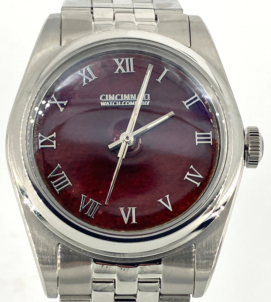 Cincinnati Watch Company Rust Red Enamel over Hammered Finish