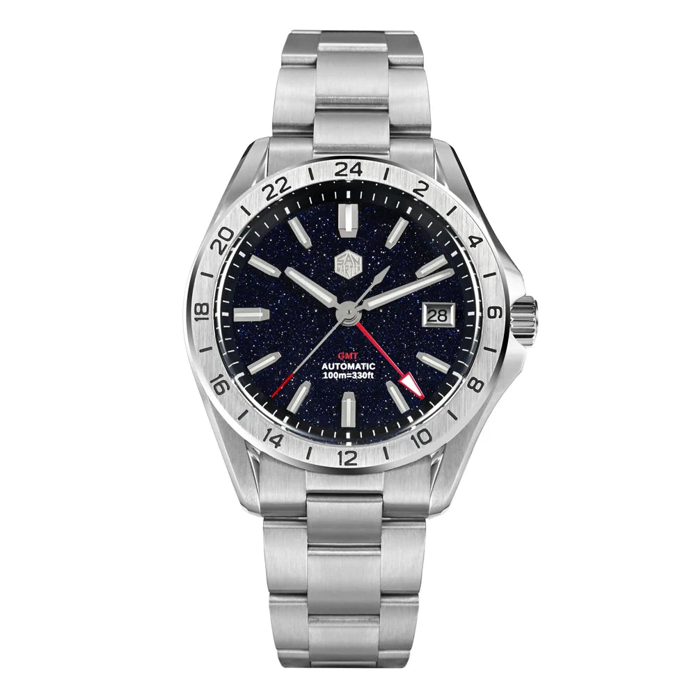 San Martin Aventurine Gemstone NH34 GMT Watch SN0129GB
