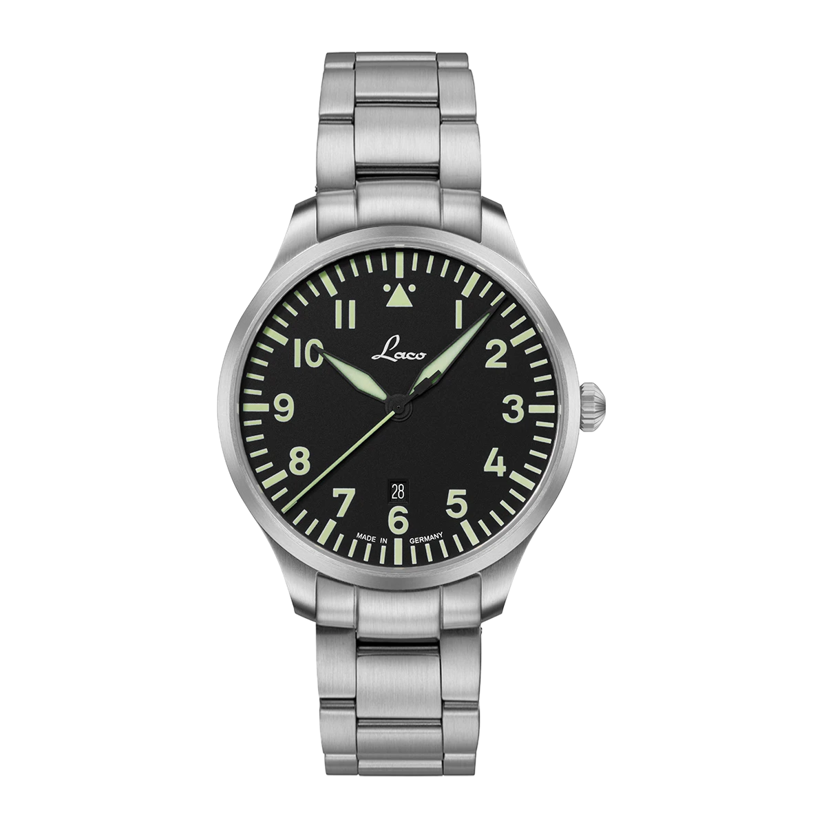 Santurce Laco Genf.2.D 40 MB Quartz Black Dial Stainless Steel Bracelet