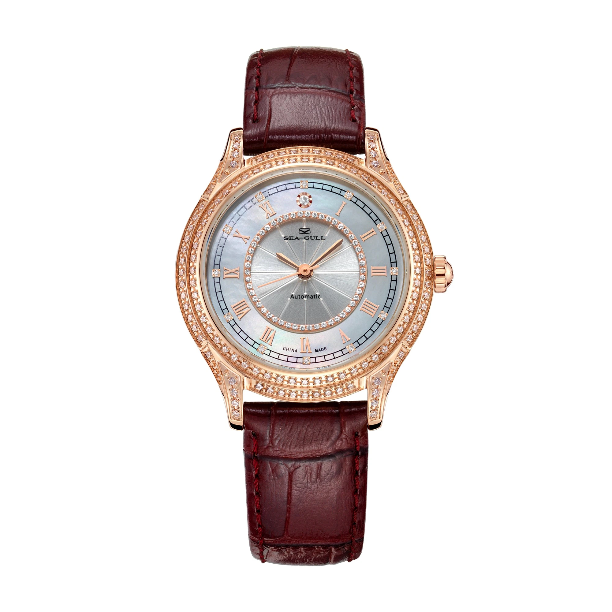 Seagull Diamond-set Mother-of-Pearl Dial Vintage Lady's Watch 34mm