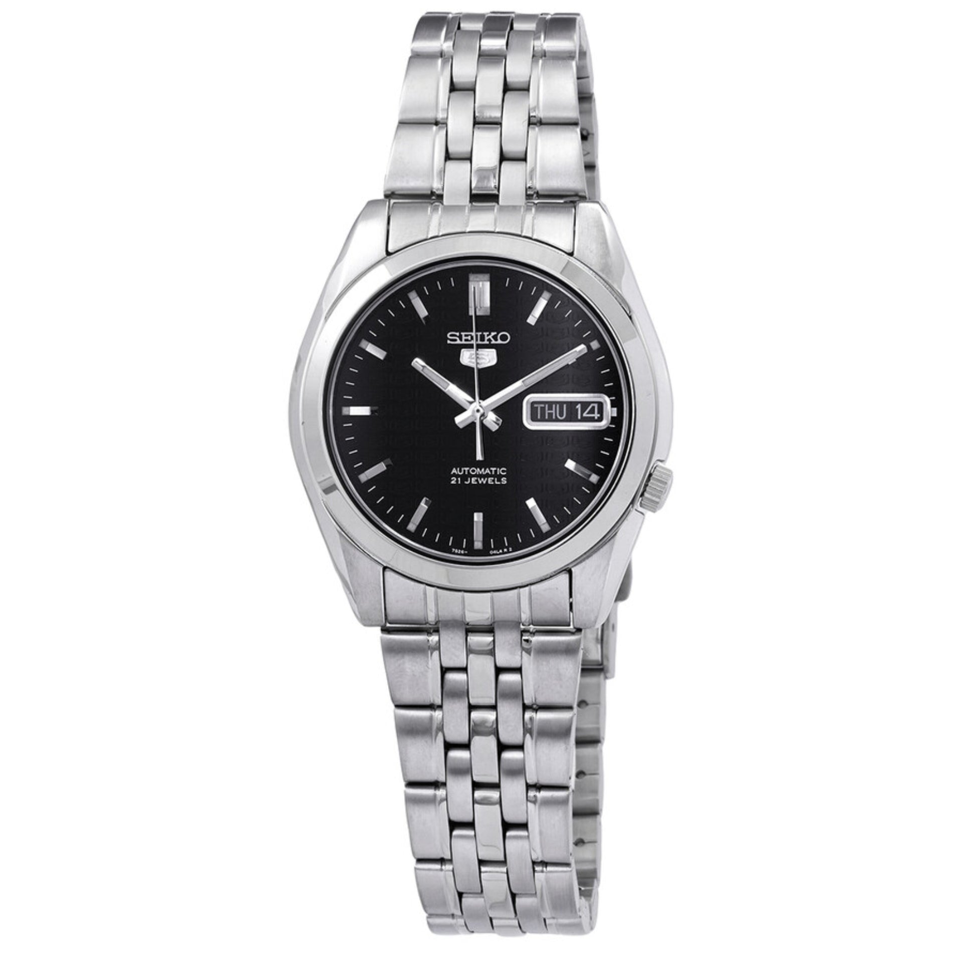 Seiko 5 Automatic Black Dial Steel Strap Men's Watch SNK361K1