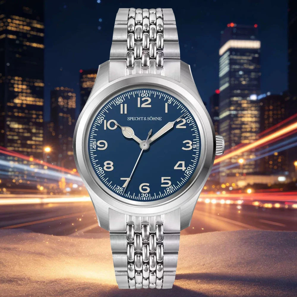 Specht & Sohne New 38MM Men's Watches Ultrathin Stainless Steel Japan VH31 Movt Wristwatch Sapphire Crystal 100M Waterproof