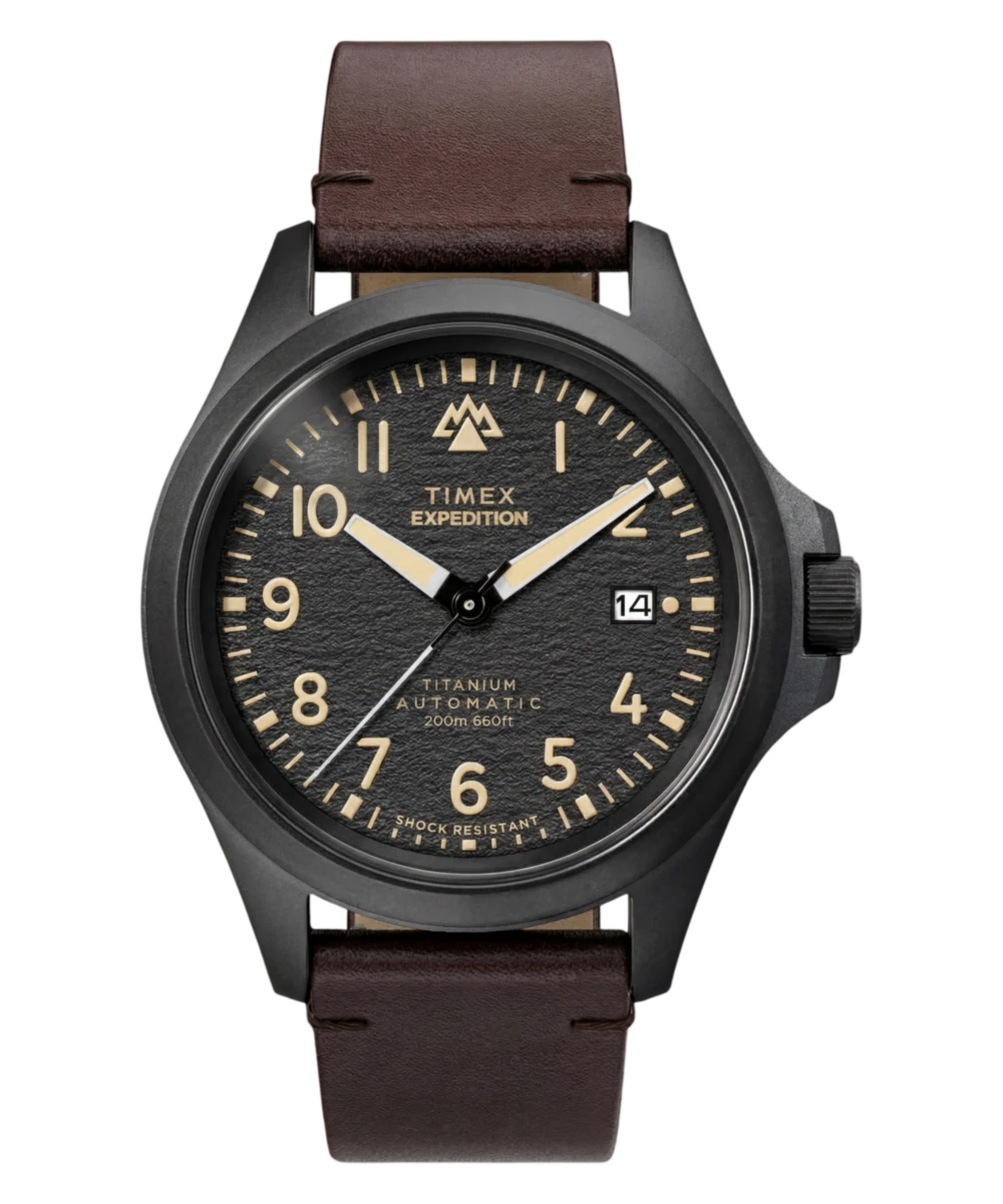 Timex Expedition Field Post Titanium Automatic 41mm Leather Strap Watch