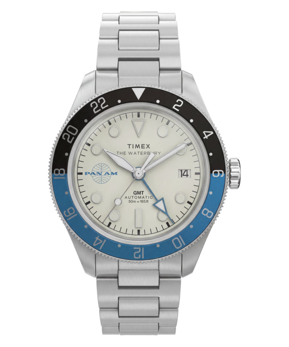 Timex Pan Am x Timex Waterbury Automatic GMT 41.5mm Stainless Steel Bracel